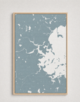 Boston Coastal Map — Canvas Vertical — soft-blue, Light Wood