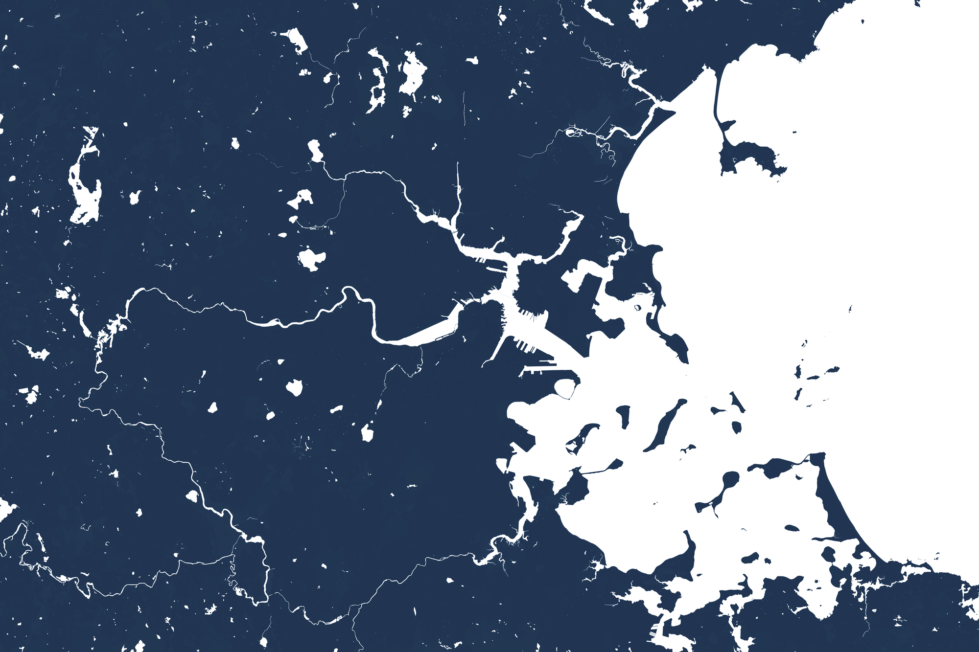 Boston Coastal Map — Fine Art Print Horizontal, navy, No Frame, 10x8