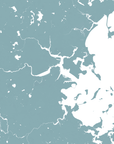 Boston Coastal Map — Fine Art Print Horizontal, soft-blue, No Frame, 10x8