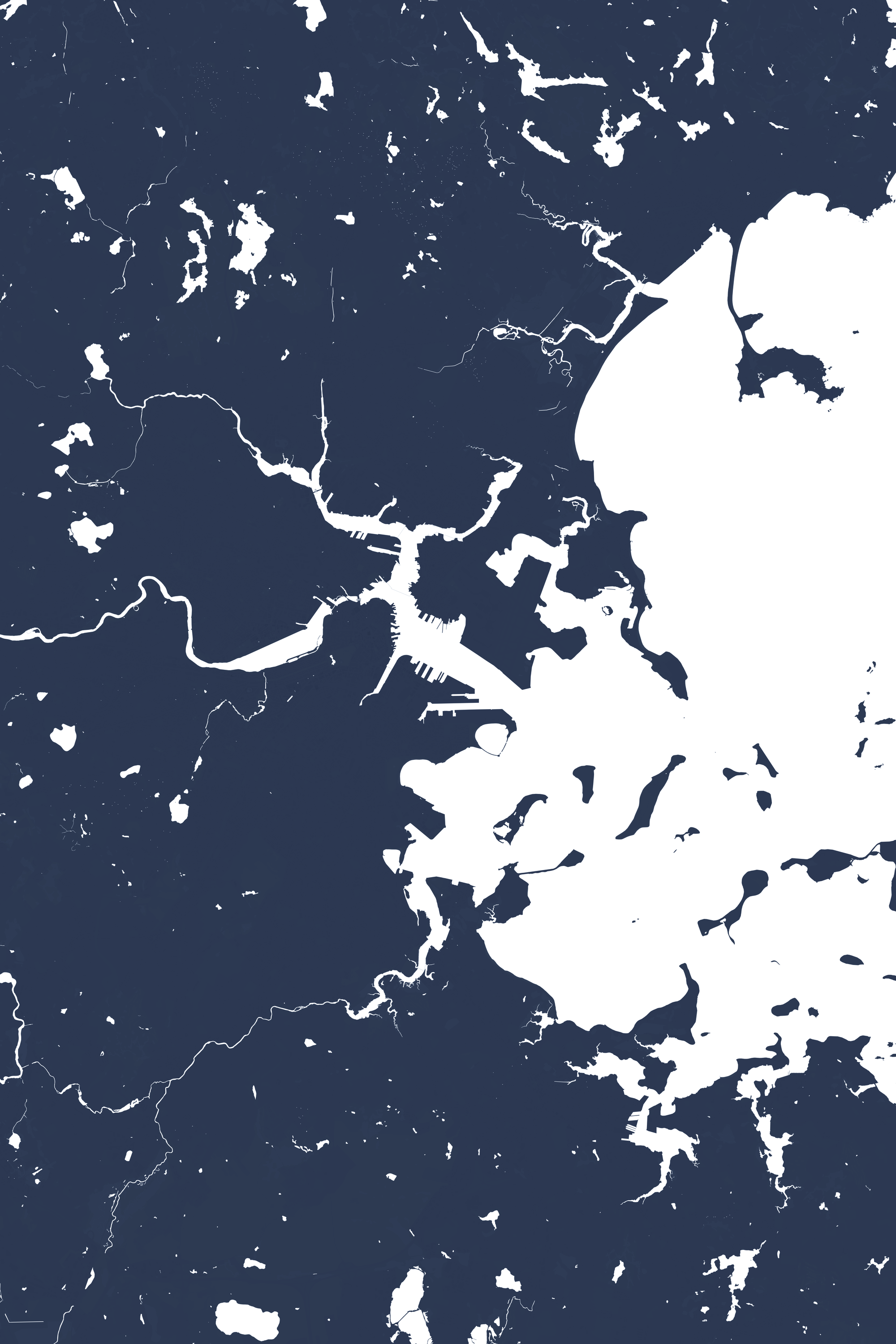 Boston Coastal Map — Fine Art Print Vertical, navy, No Frame, 8x10