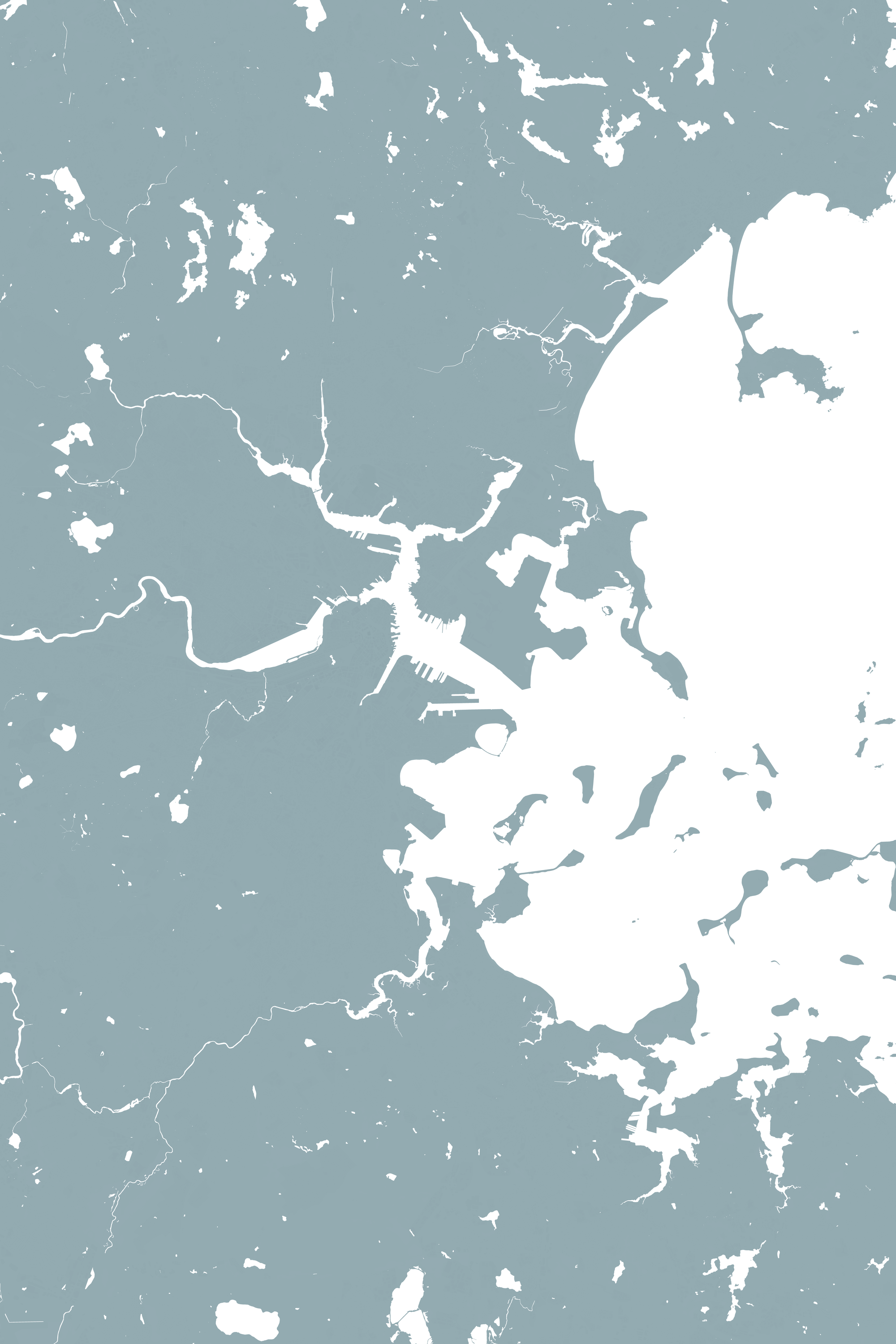 Boston Coastal Map — Fine Art Print Vertical, soft-blue, No Frame, 8x10