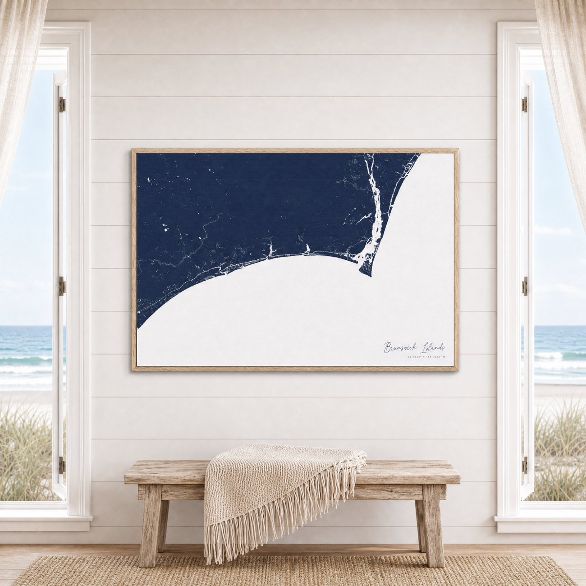 Brunswick Islands canvas map — window-scene interior
