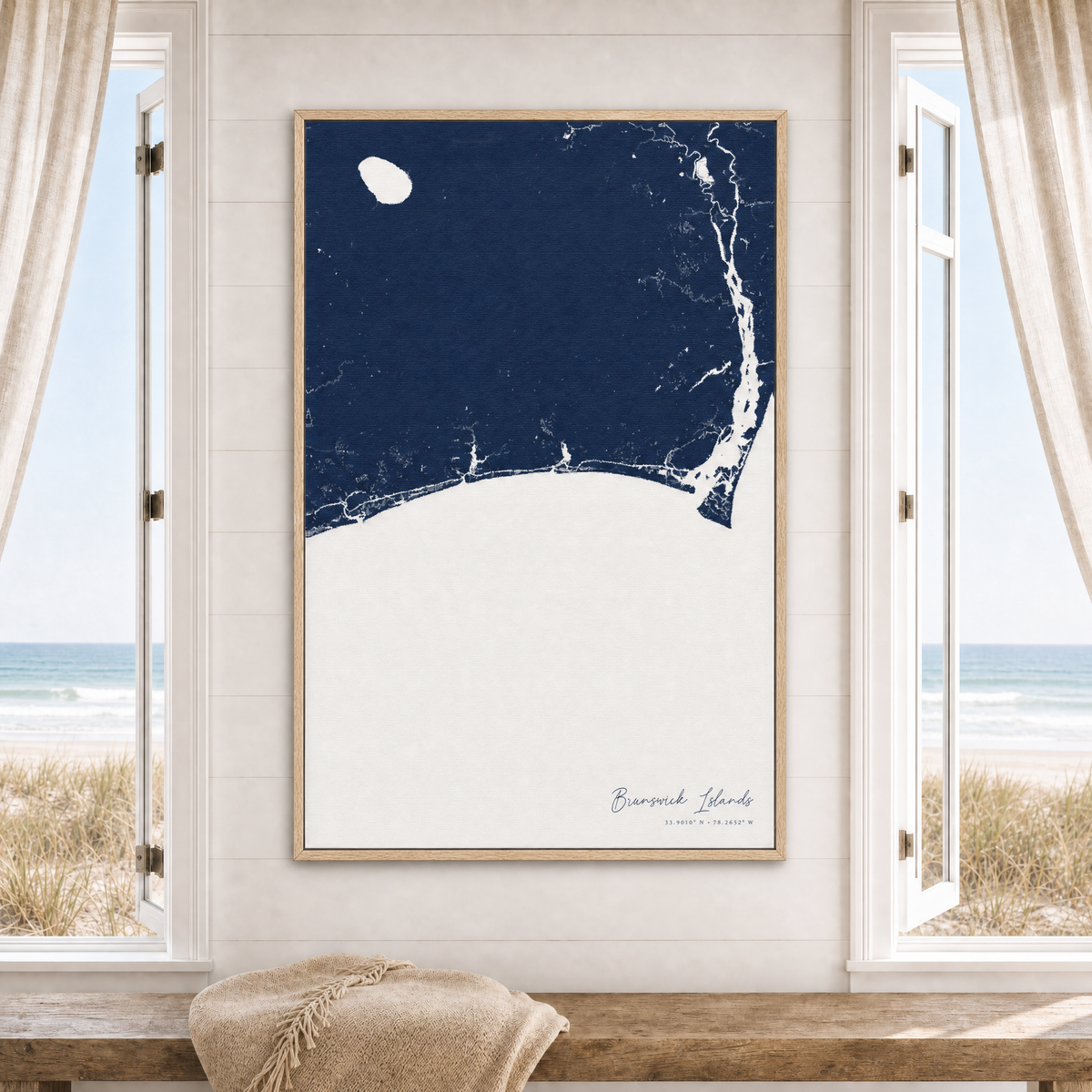 Brunswick Islands canvas map — window-scene interior