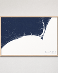 Brunswick Islands Coastal Map — Canvas Horizontal — navy, Light Wood