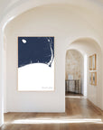Brunswick Islands navy vertical canvas map in the Bello mixed room scene
