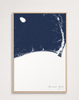 Brunswick Islands Coastal Map — Canvas Vertical — navy, Light Wood