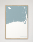 Brunswick Islands Coastal Map — Canvas Vertical, soft-blue, Natural Oak