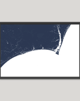 Brunswick Islands Coastal Map — Fine Art Print Horizontal, navy, Black Frame, 10x8