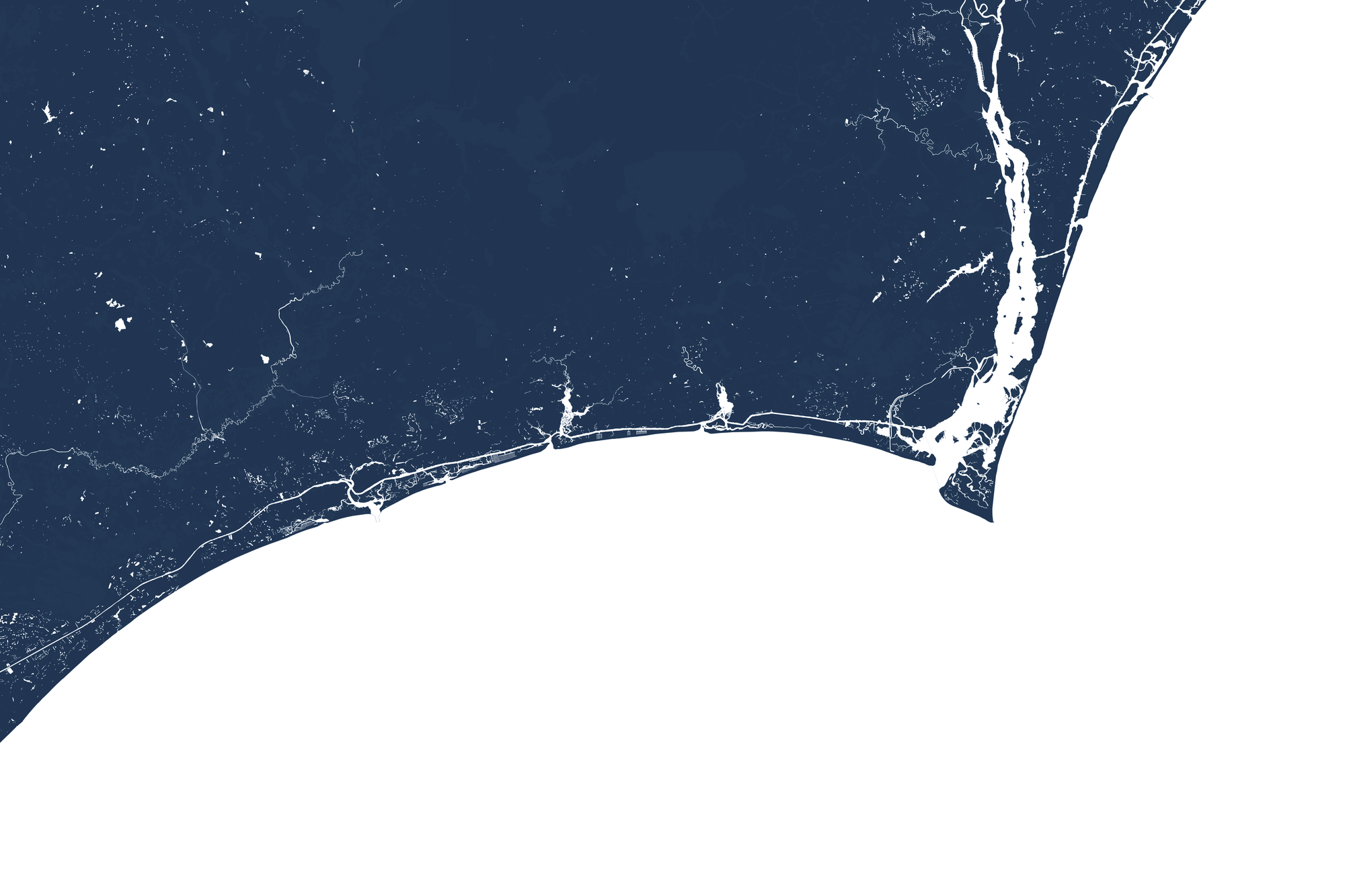 Brunswick Islands Coastal Map — Fine Art Print Horizontal, navy, No Frame, 10x8