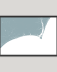 Brunswick Islands Coastal Map — Fine Art Print Horizontal, soft-blue, Black Frame, 10x8