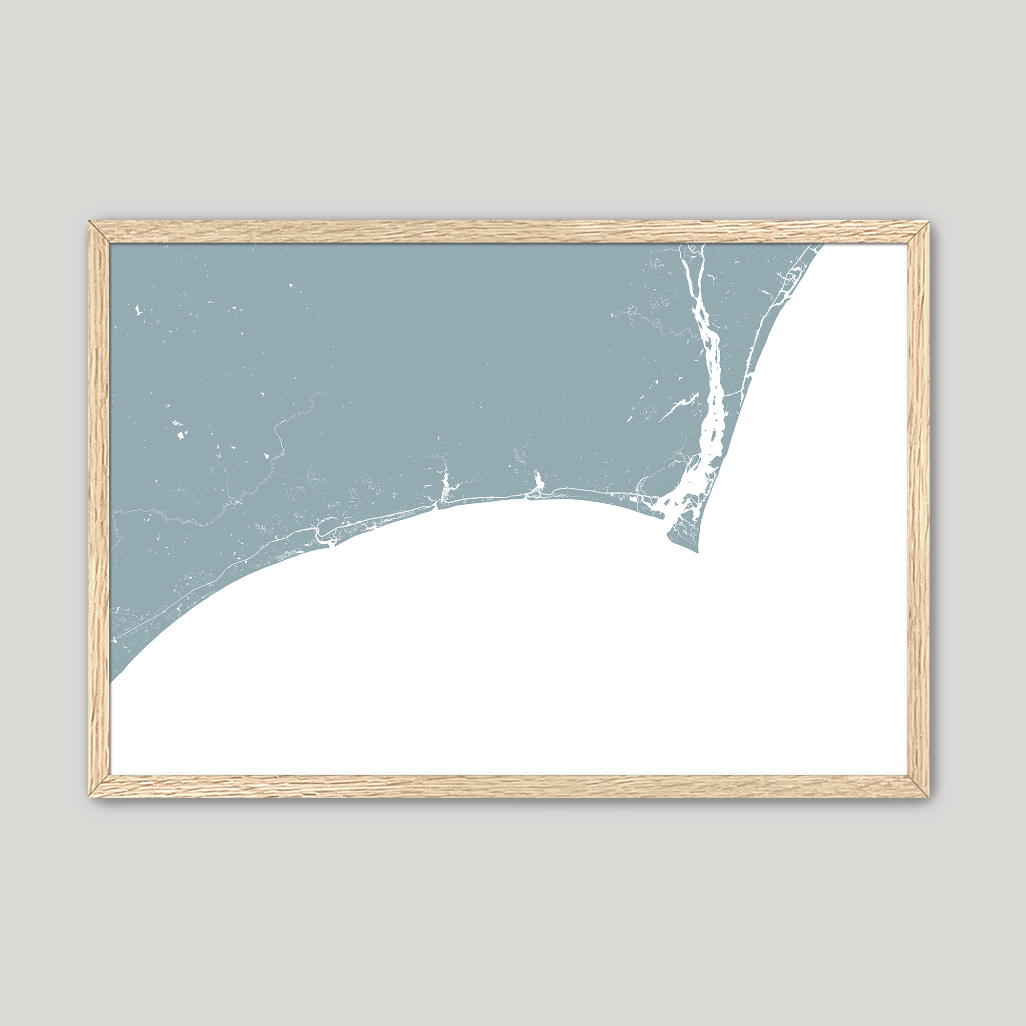 Brunswick Islands Coastal Map — Fine Art Print Horizontal, soft-blue, Oak, 10x8