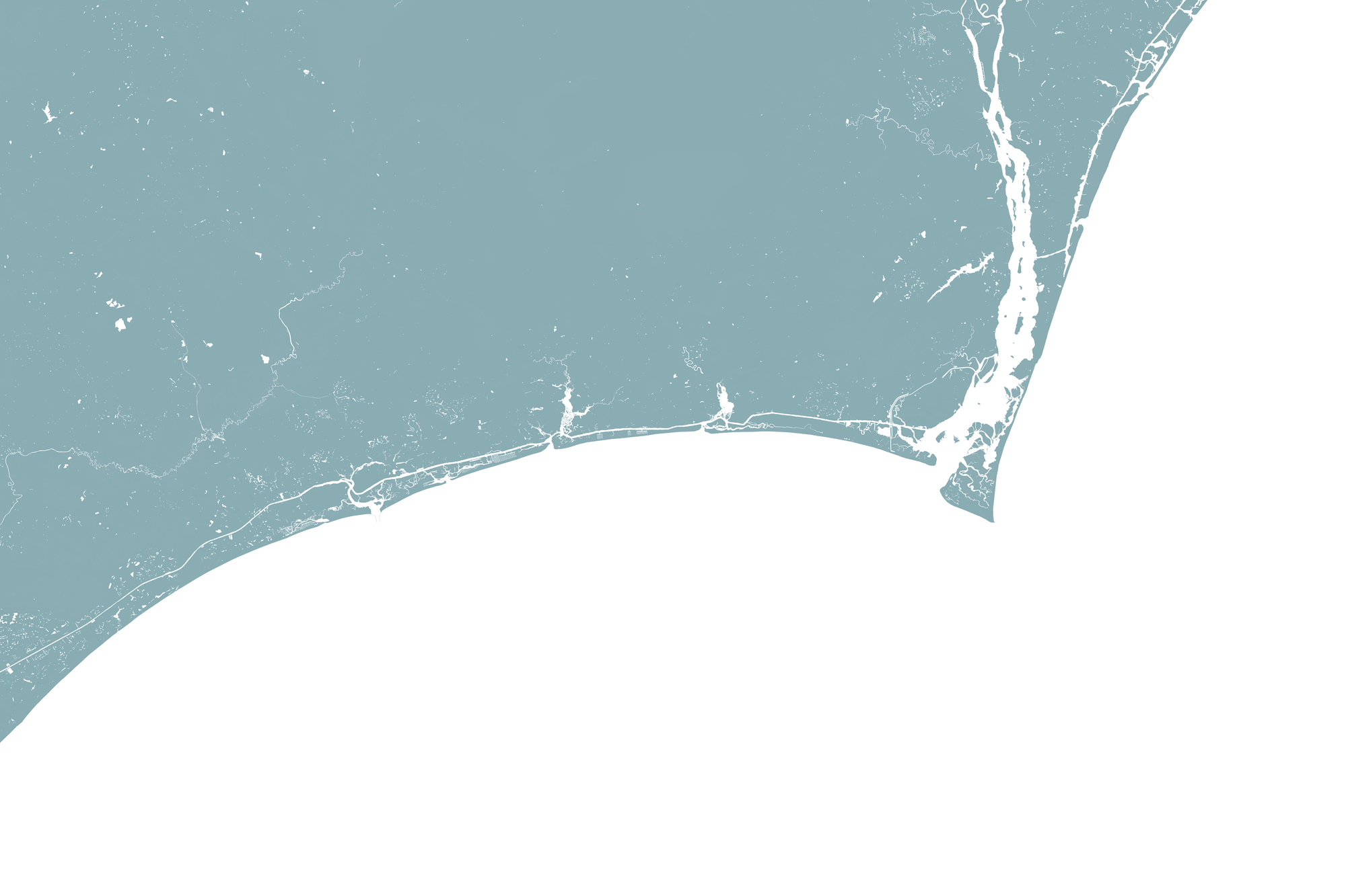 Brunswick Islands Coastal Map — Fine Art Print Horizontal, soft-blue, No Frame, 10x8