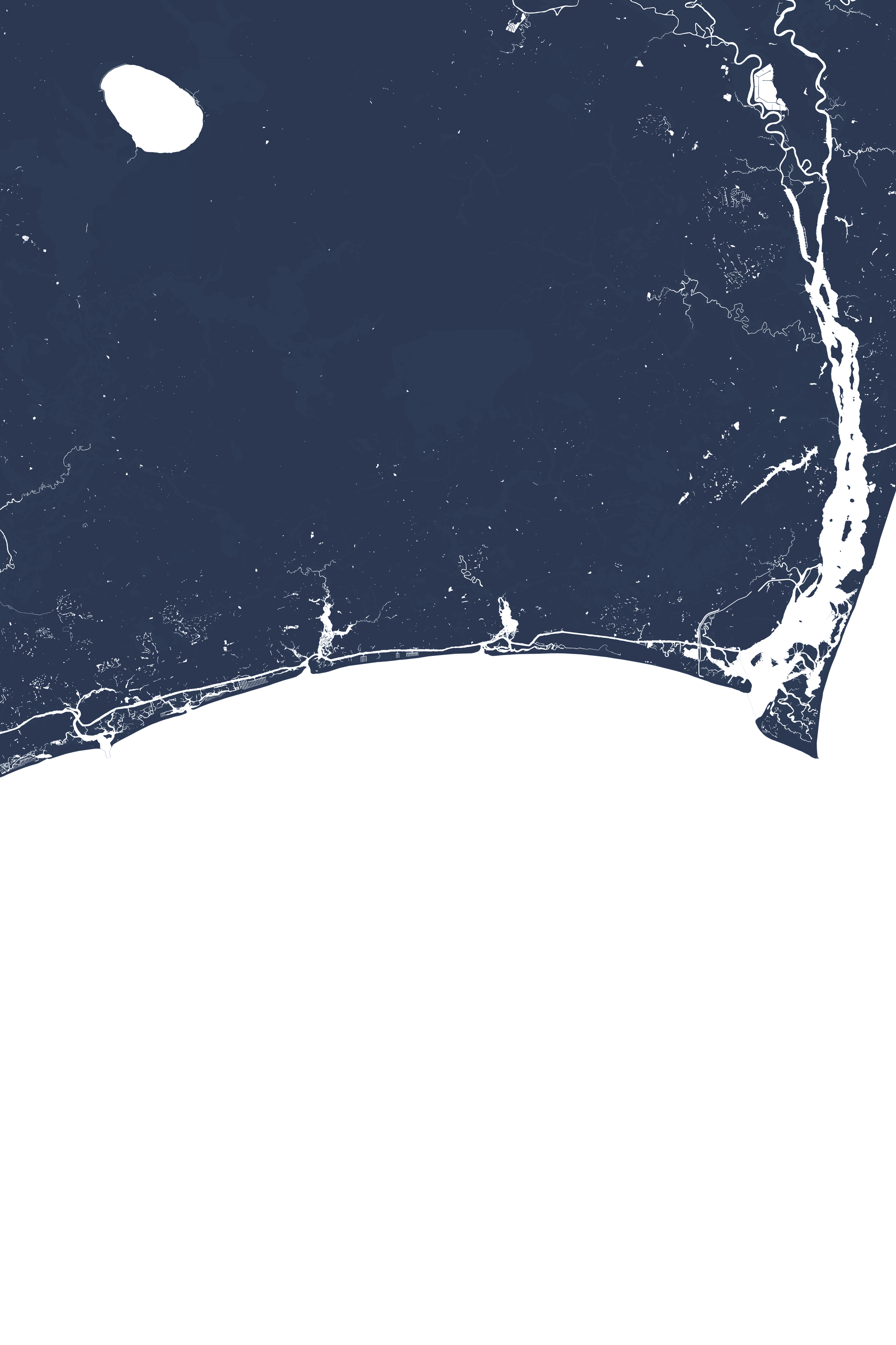 Brunswick Islands Coastal Map — Fine Art Print Vertical, navy, No Frame, 8x10
