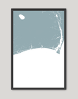 Brunswick Islands Coastal Map — Fine Art Print Vertical, soft-blue, Black Frame, 8x10