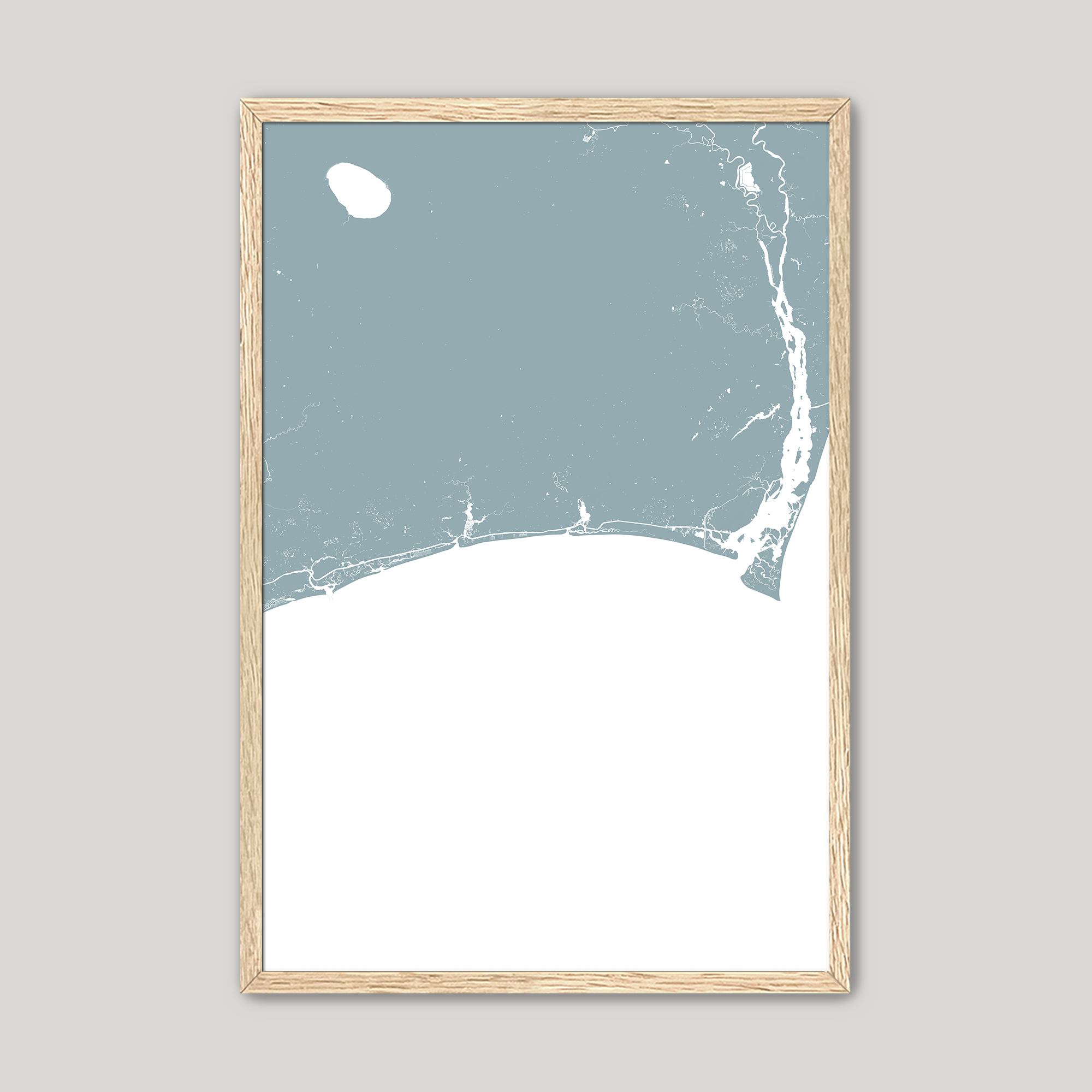 Brunswick Islands Coastal Map — Fine Art Print Vertical, soft-blue, Oak, 8x10