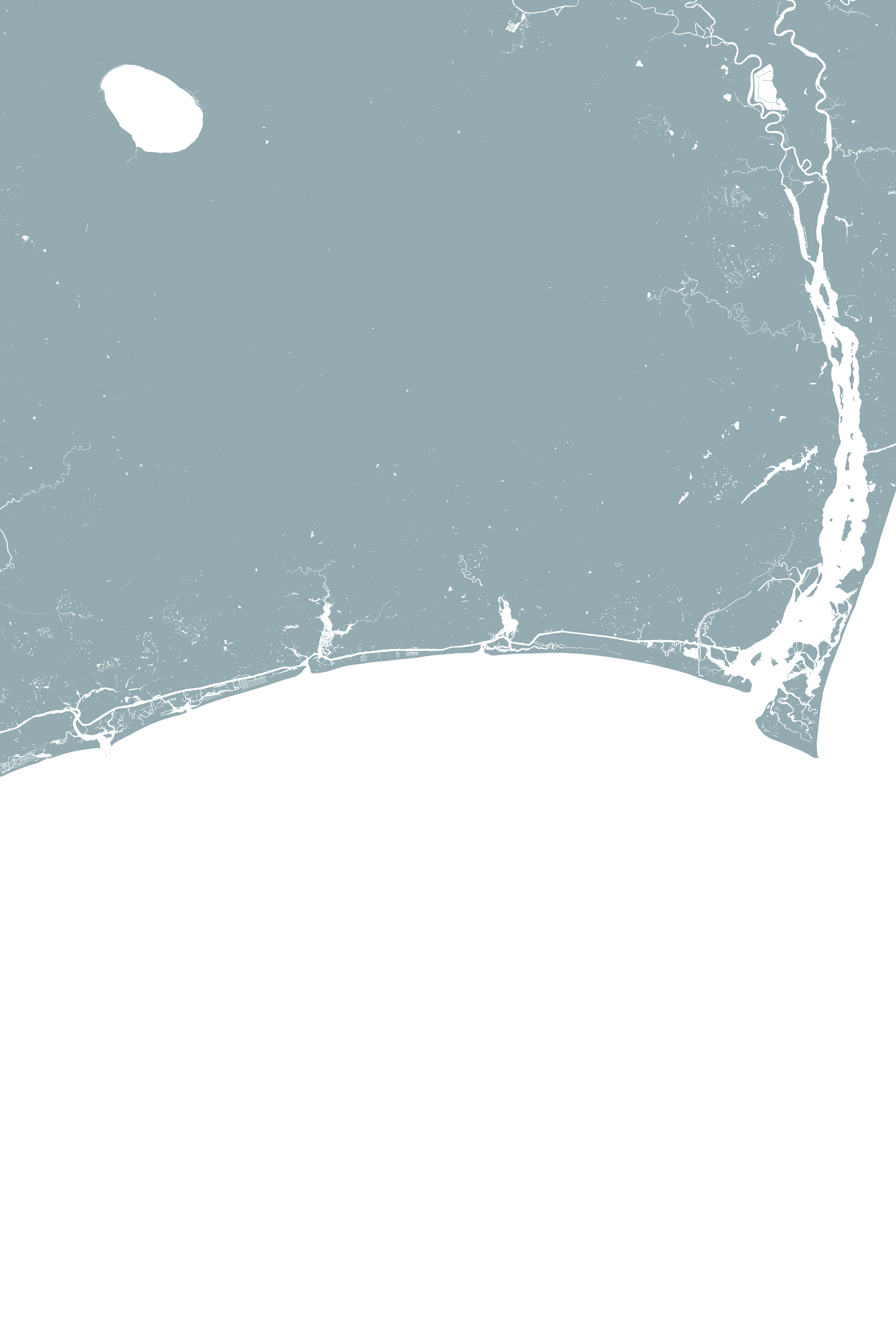 Brunswick Islands Coastal Map — Fine Art Print Vertical, soft-blue, No Frame, 8x10