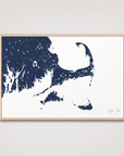 Cape Cod Coastal Map — Canvas Horizontal — navy, Light Wood