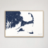 Cape Cod Coastal Map — Canvas Horizontal, navy, Natural Oak
