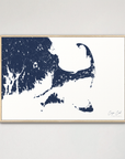 Cape Cod Coastal Map — Canvas Horizontal, navy, Natural Oak