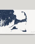Cape Cod Coastal Map — Canvas Horizontal, navy, No Frame