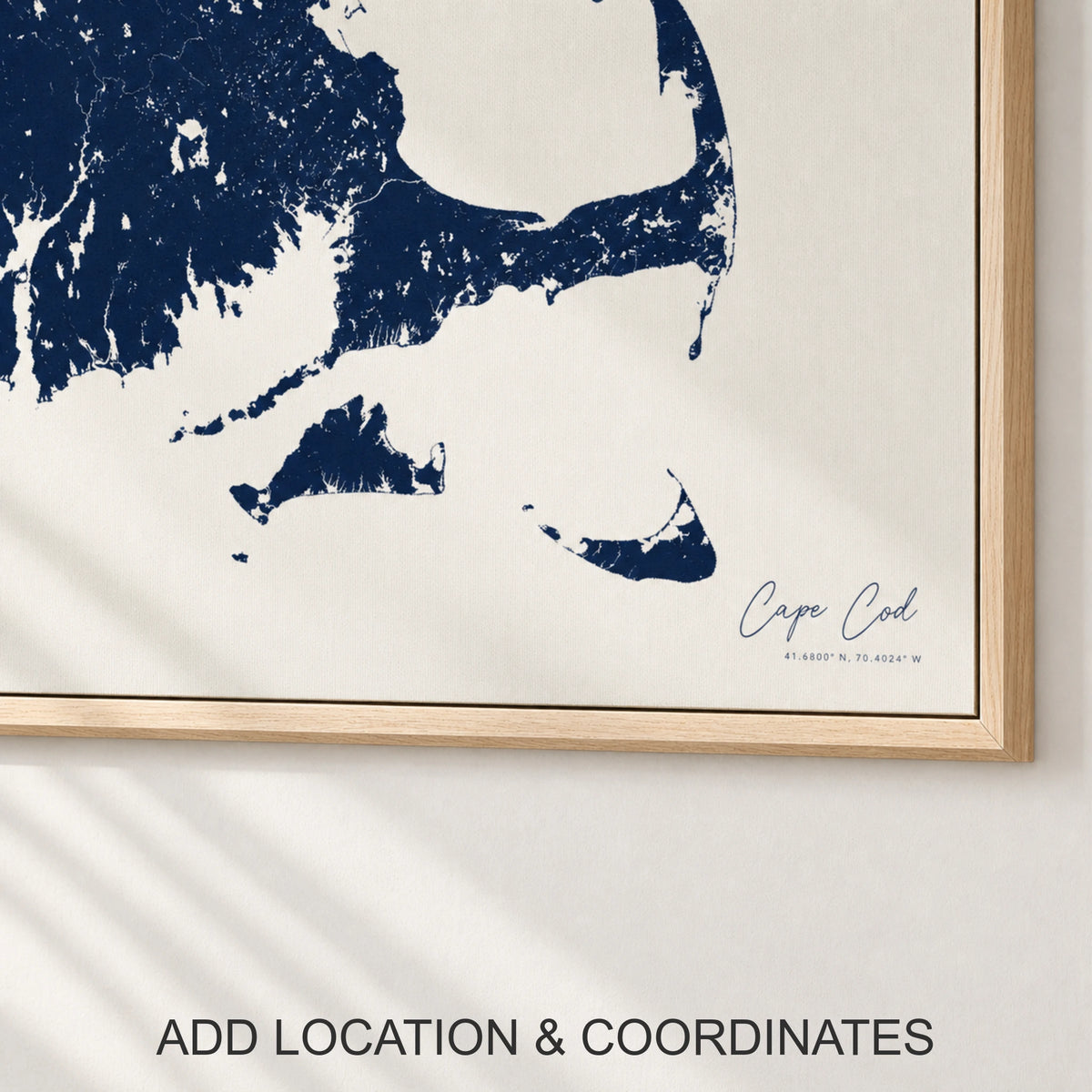 Cape Cod canvas map — location and coordinates customization