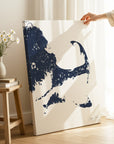 Cape Cod navy vertical wrapped canvas map in the ratio 2:3 hand mockup