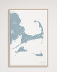 Cape Cod Coastal Map — Canvas Vertical — soft-blue, Light Wood