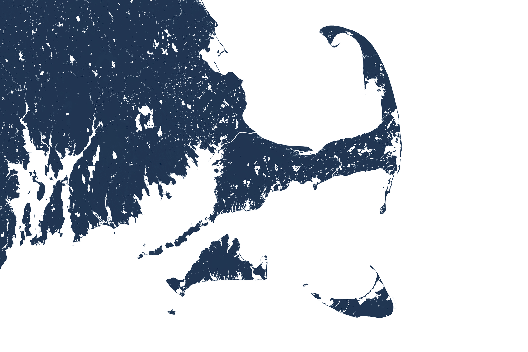 Cape Cod Coastal Map — Fine Art Print Horizontal, navy, No Frame, 10x8