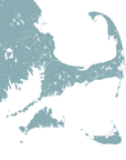 Cape Cod Coastal Map — Fine Art Print Horizontal, soft-blue, No Frame, 10x8