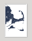 Cape Cod Coastal Map — Fine Art Print Vertical, navy, White Frame, 8x10