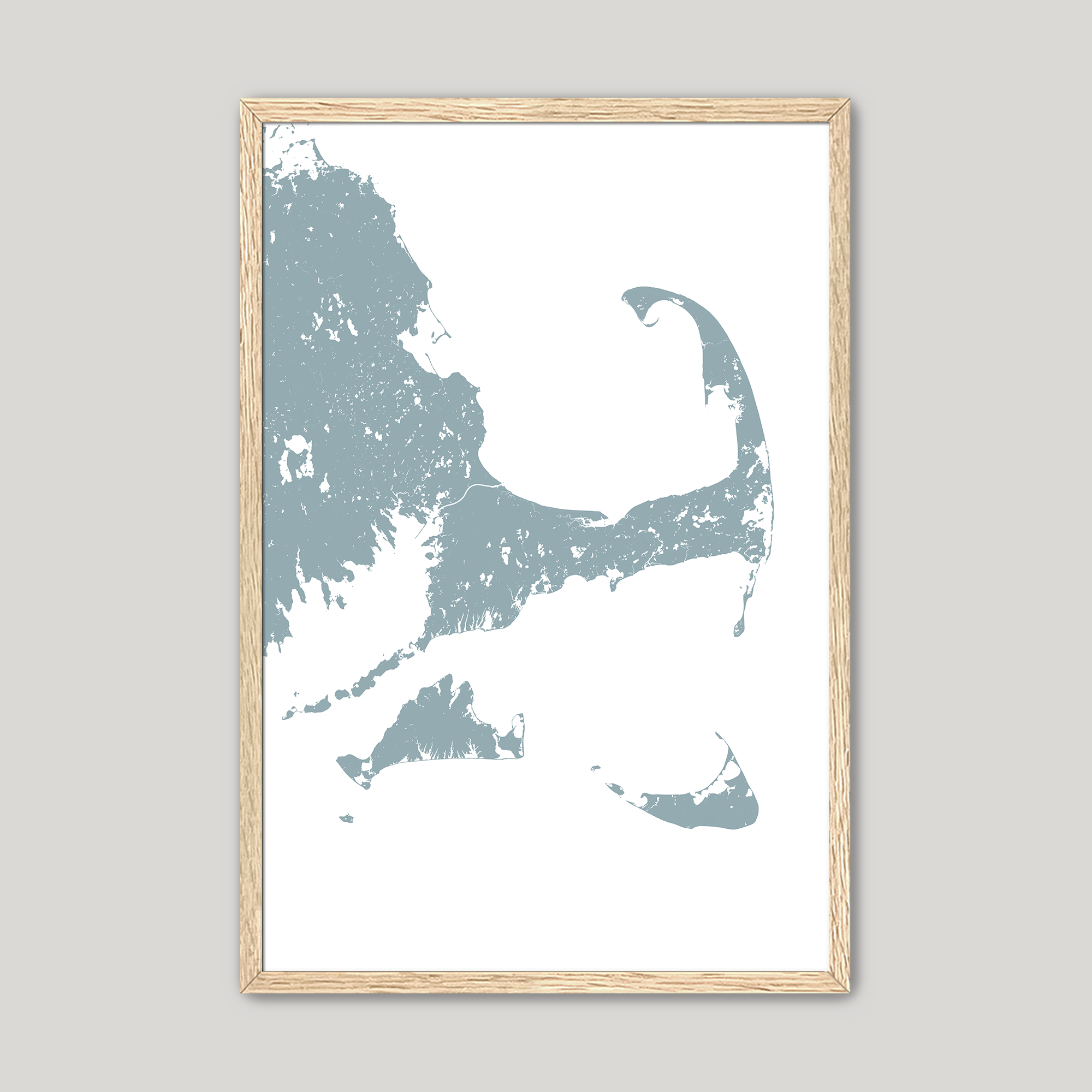 Cape Cod Coastal Map — Fine Art Print Vertical, soft-blue, Oak, 8x10