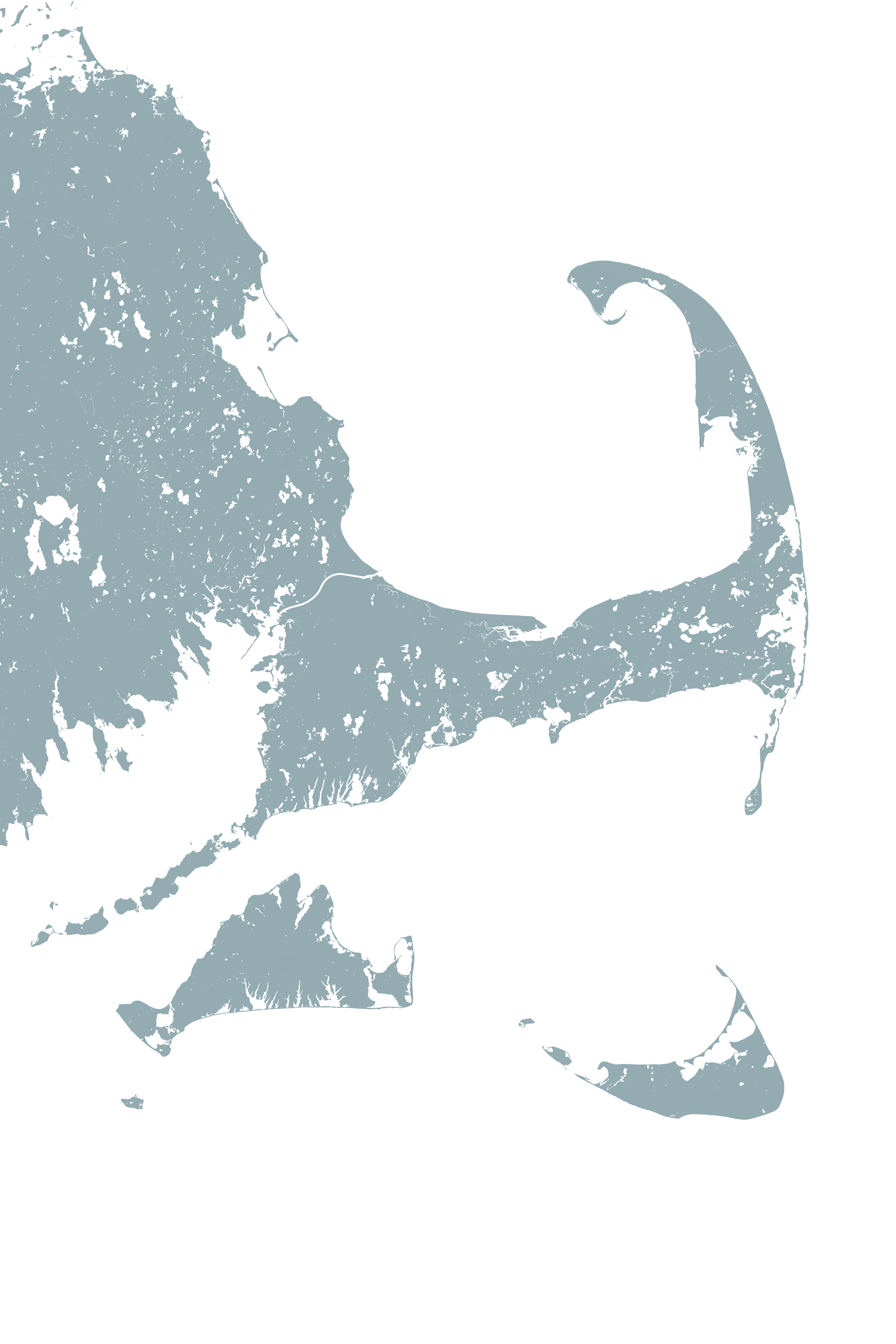 Cape Cod Coastal Map — Fine Art Print Vertical, soft-blue, No Frame, 8x10
