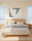 Cape May soft blue horizontal wrapped canvas map in the ratio 3:2 hand mockup
