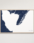 Cape May Coastal Map — Canvas Horizontal — navy, Light Wood