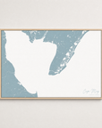Cape May Coastal Map — Canvas Horizontal — soft-blue, Light Wood