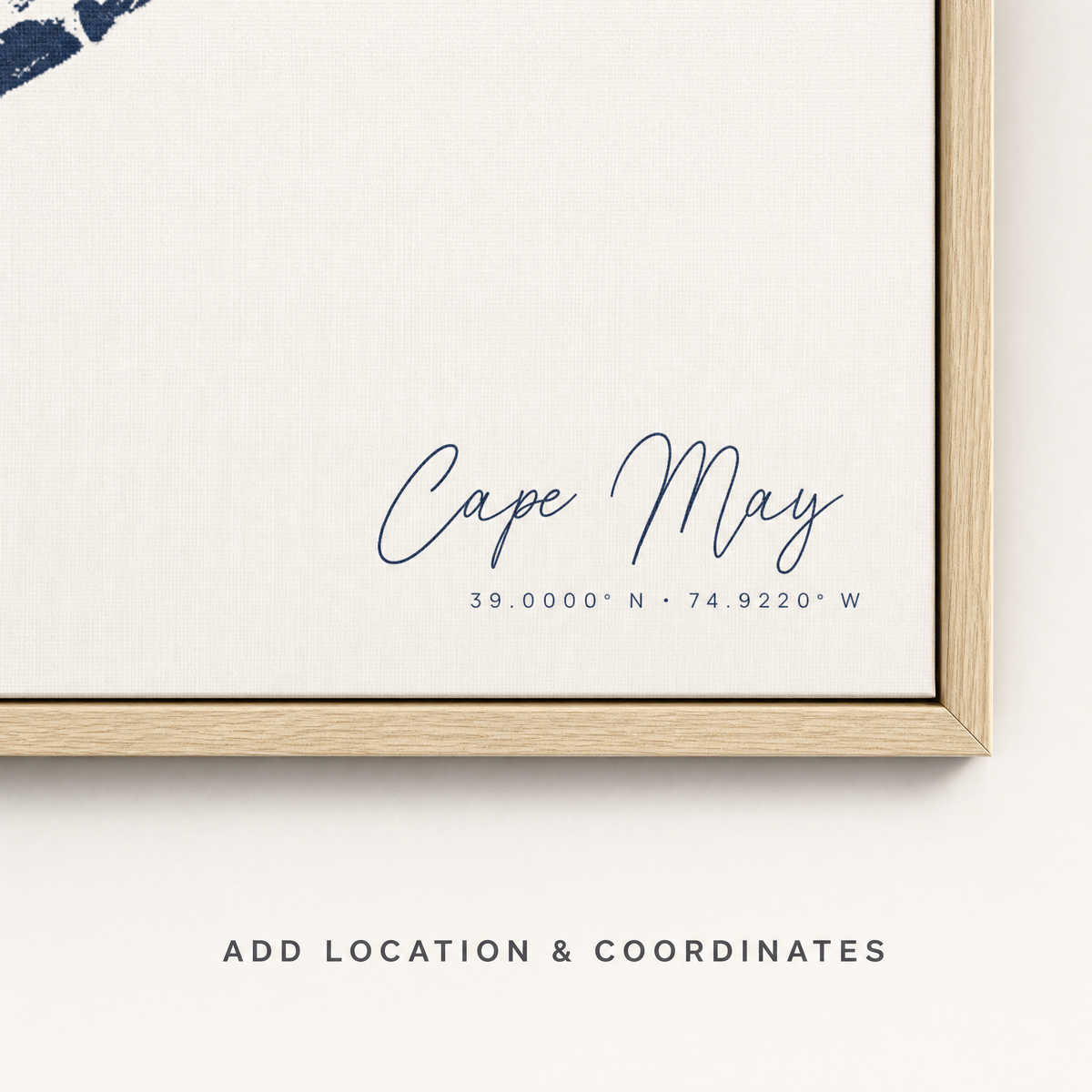 Cape May canvas map — location and coordinates customization