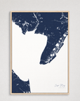 Cape May Coastal Map — Canvas Vertical — navy, Light Wood