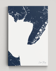 Cape May Coastal Map — Canvas Vertical, navy, No Frame