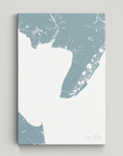 Cape May Coastal Map — Canvas Vertical, soft-blue, No Frame