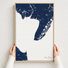 Cape May canvas map — hands holding the canvas in an oak frame