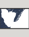 Cape May Coastal Map — Fine Art Print Horizontal, navy, Black Frame, 10x8