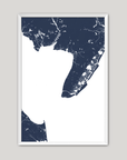 Cape May Coastal Map — Fine Art Print Vertical, navy, White Frame, 8x10