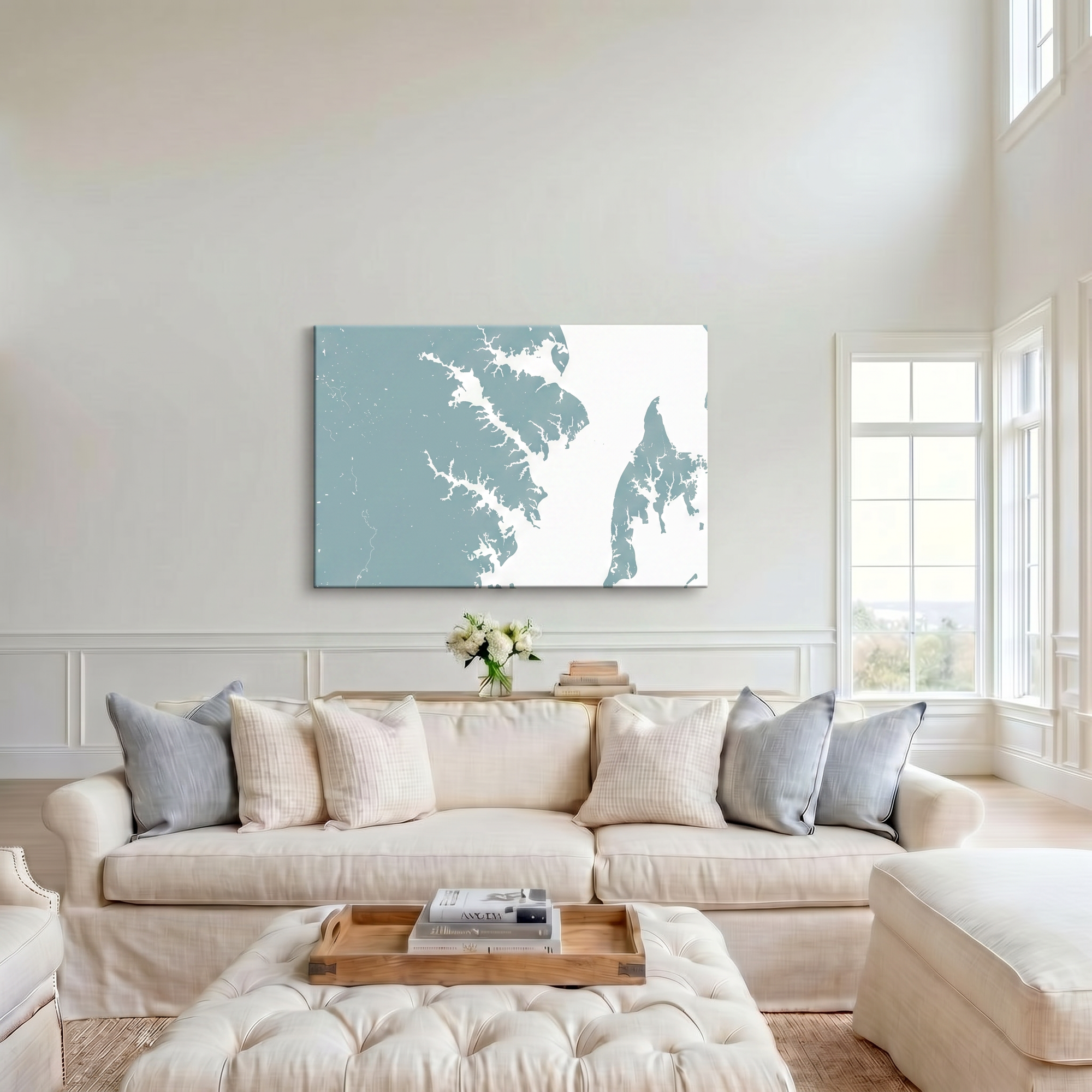 Annapolis canvas map art in cathedral setting