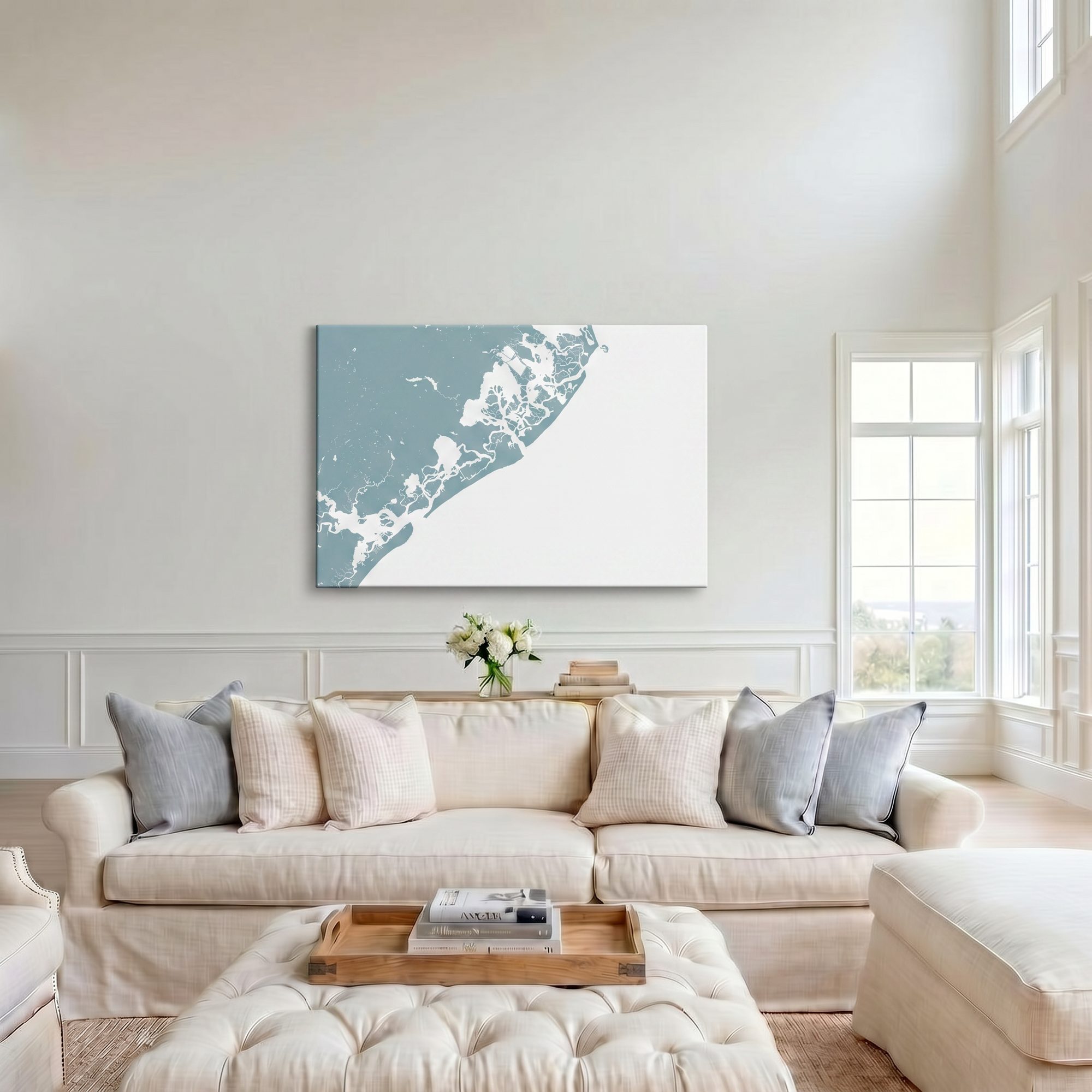 Atlantic City canvas map art in cathedral setting