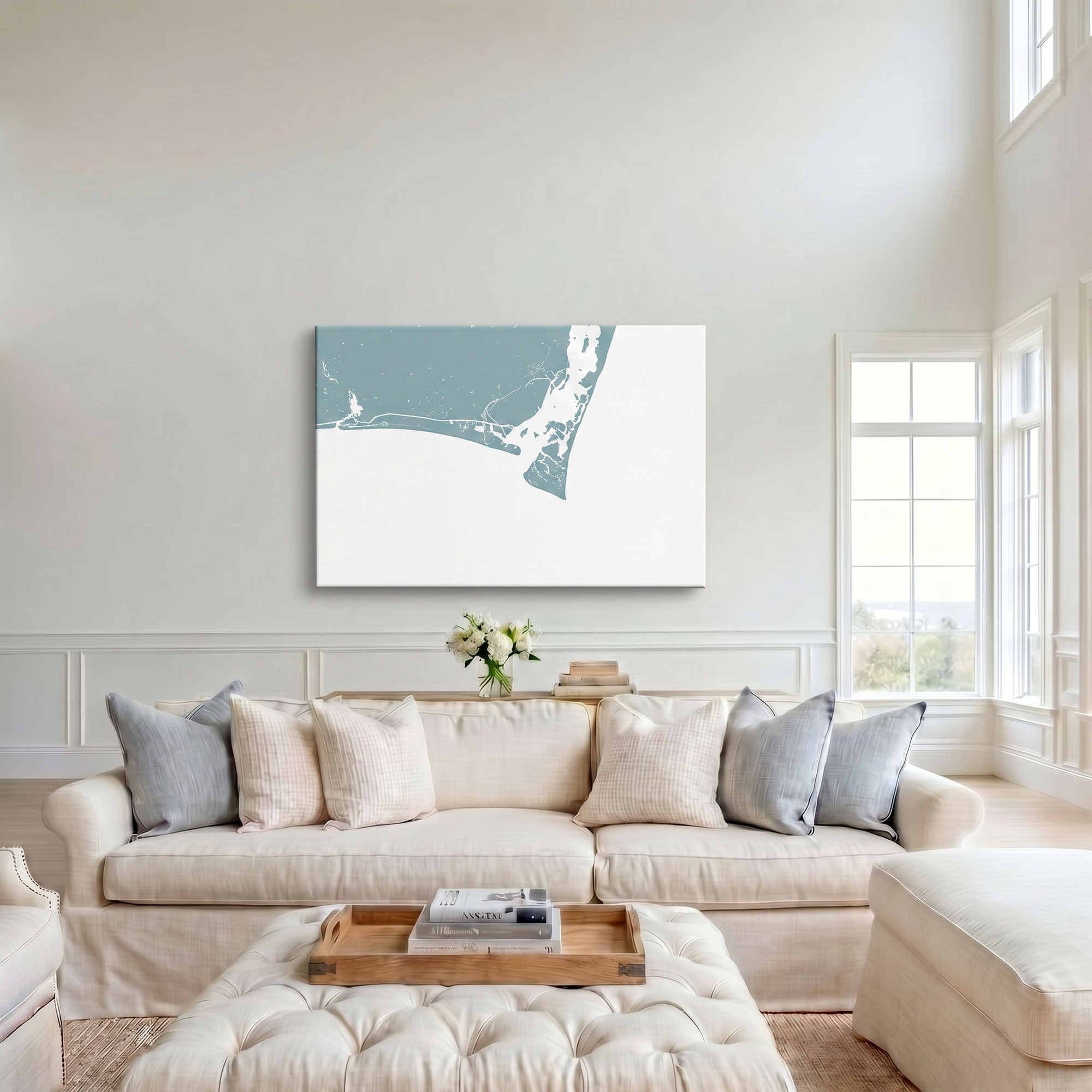 Bald Head Island canvas map art in cathedral setting