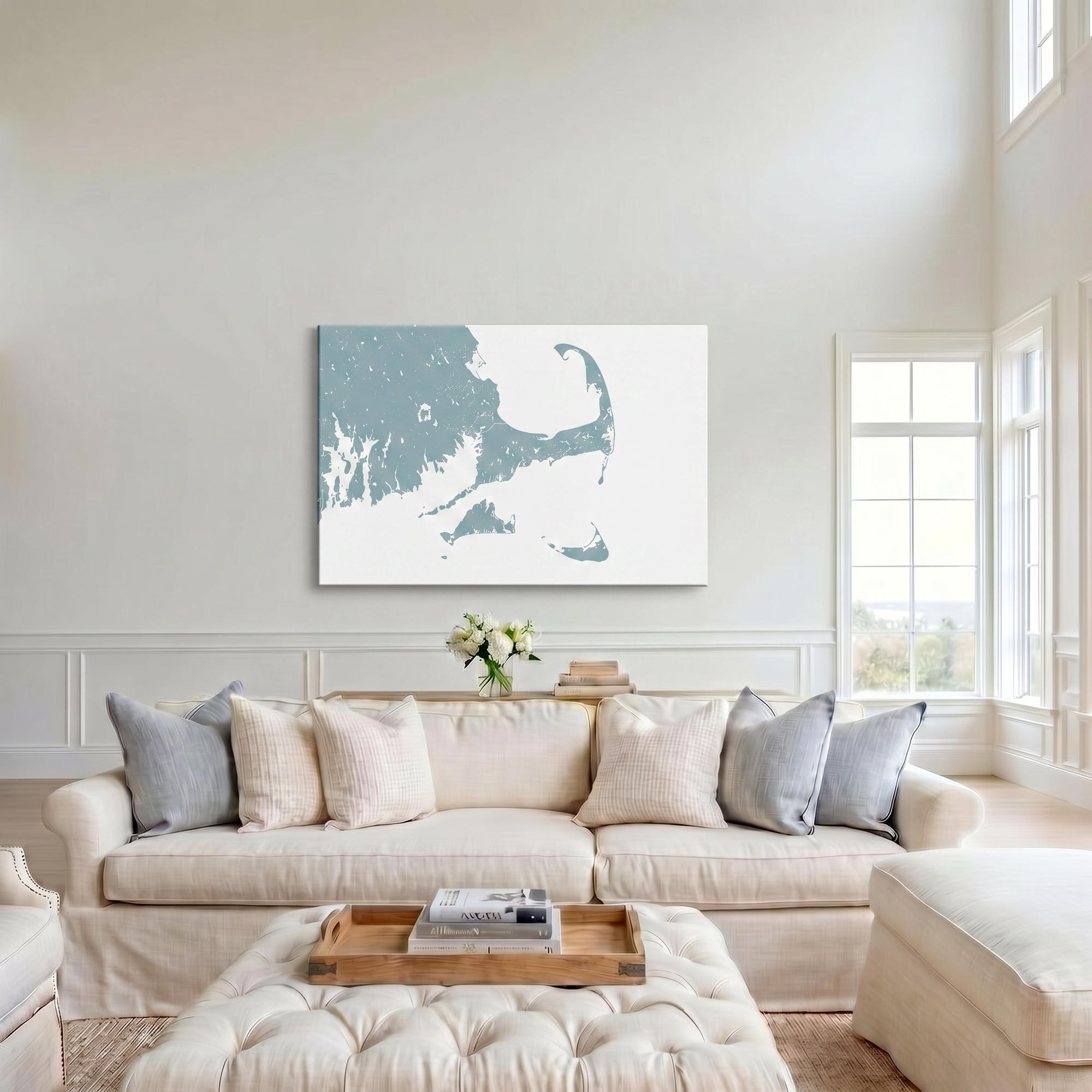 Cape Cod canvas map art in cathedral setting
