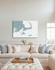 Cape Cod canvas map art in cathedral setting