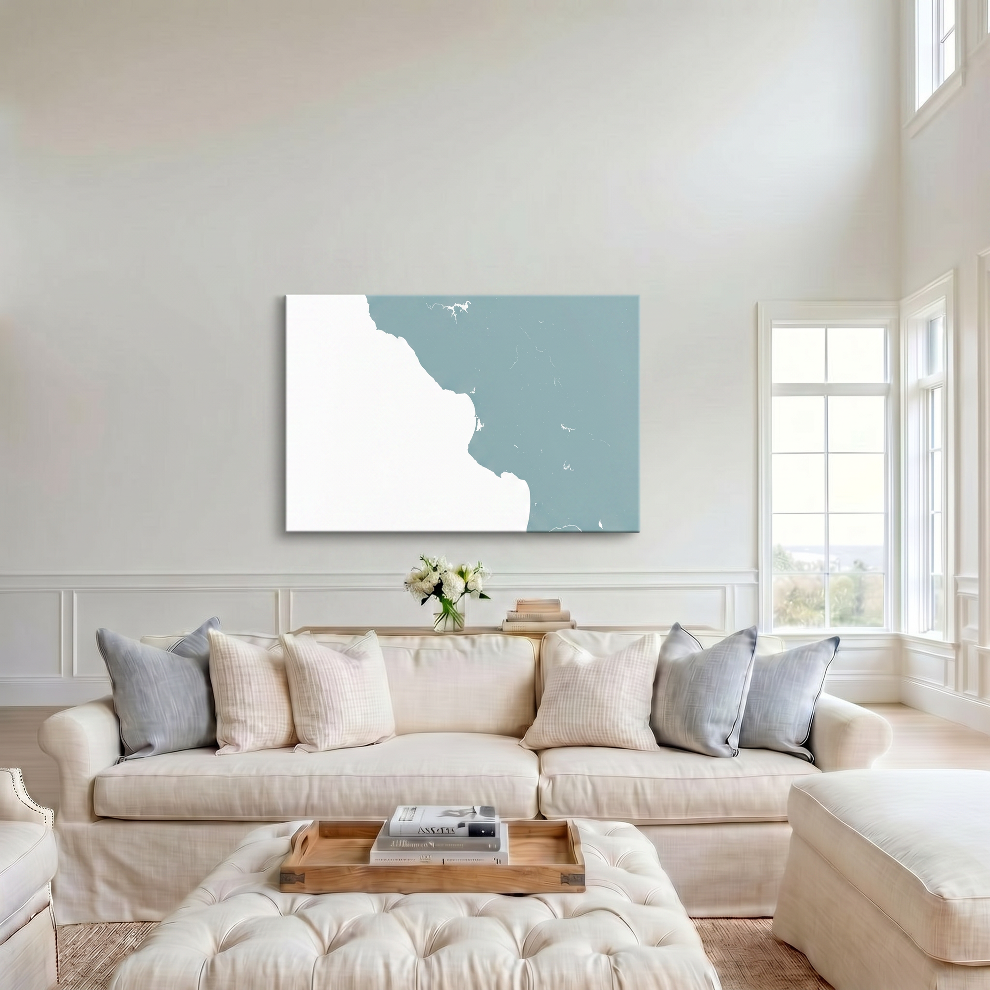 Central California Coast canvas map art in cathedral setting