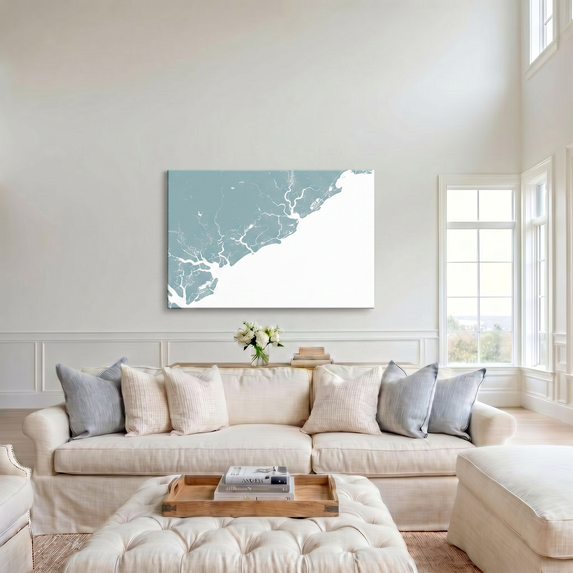 Charleston / Lowcountry canvas map art in cathedral setting
