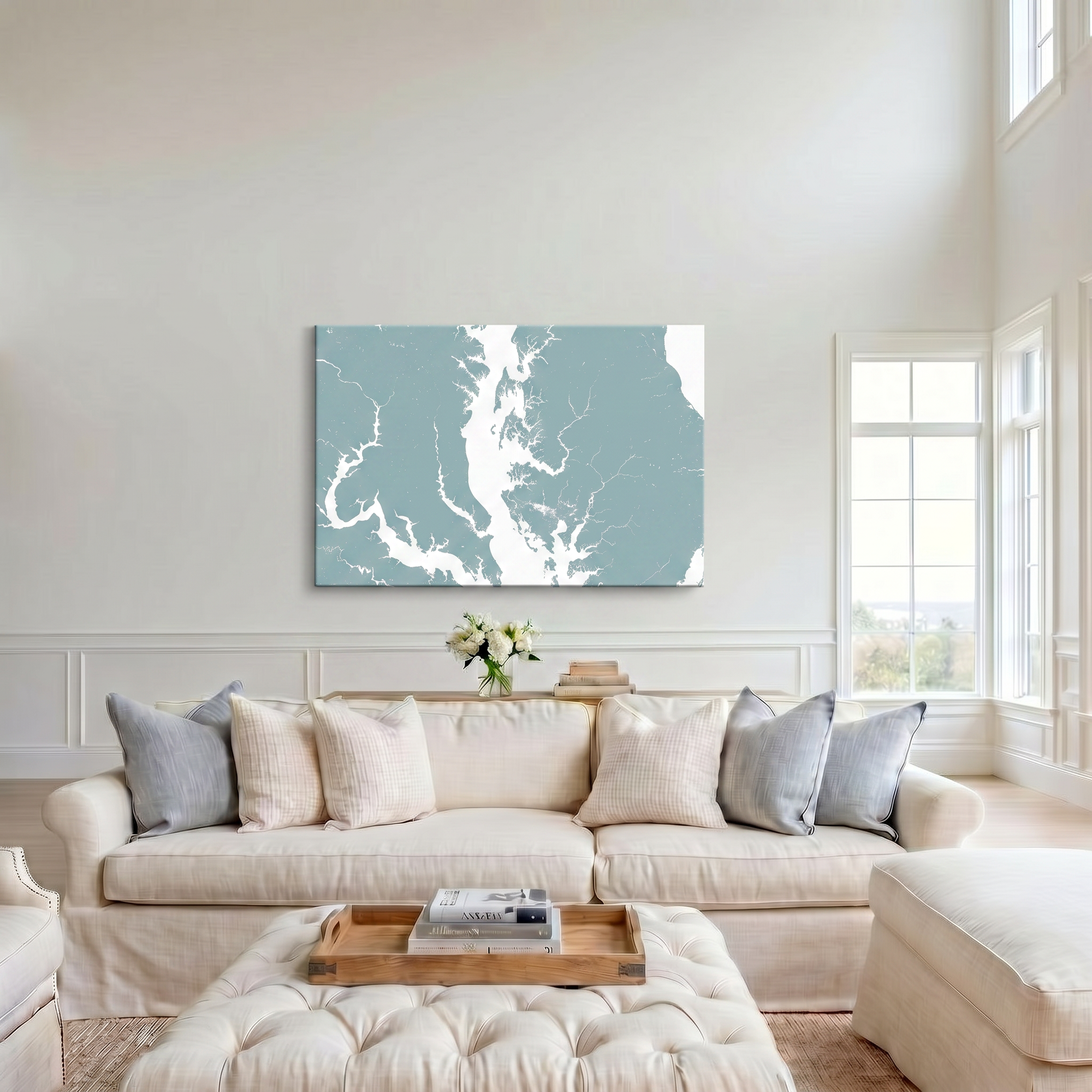 Chesapeake Bay / Maryland canvas map art in cathedral setting